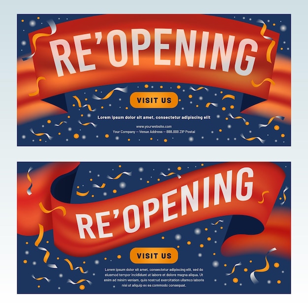 Re-opening soon banner with confetti