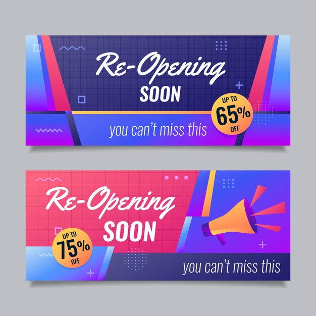 Free vector re-opening soon banner