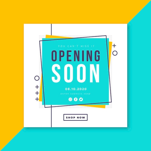 Free vector re-opening soon squared frame background