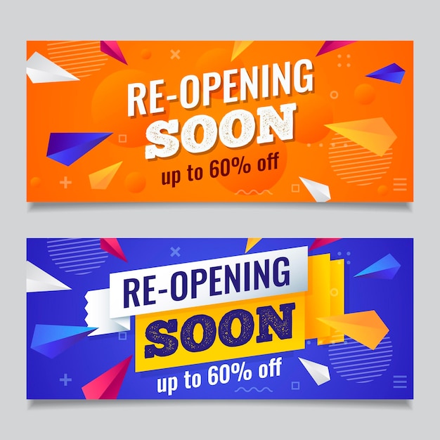 Free vector re-opening sooner banner pack