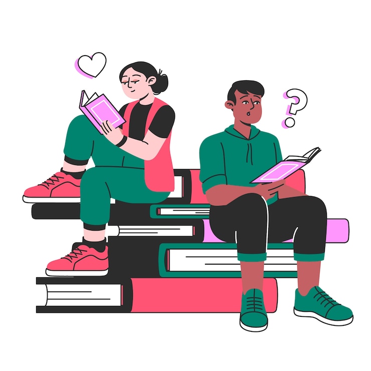 Free Vector reading book concept illustration