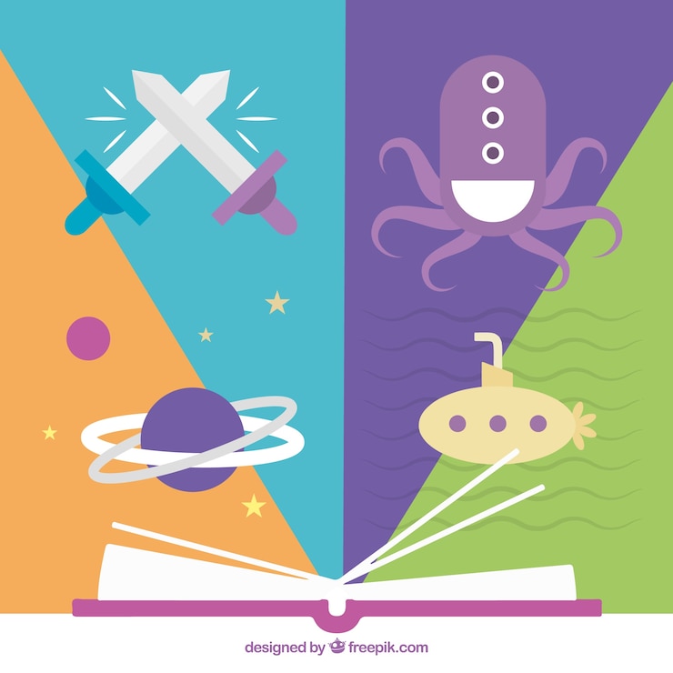 Free Vector reading fairy tales illustration