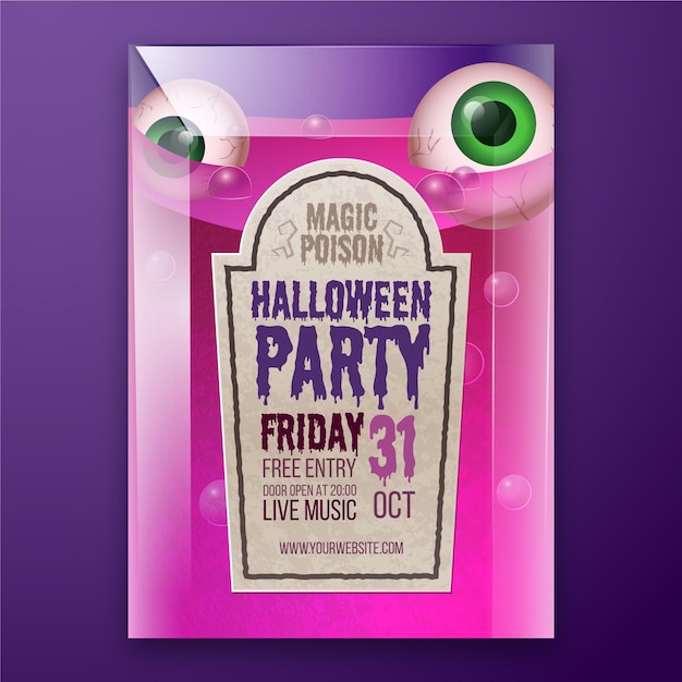 Ready to print realistic halloween poster template