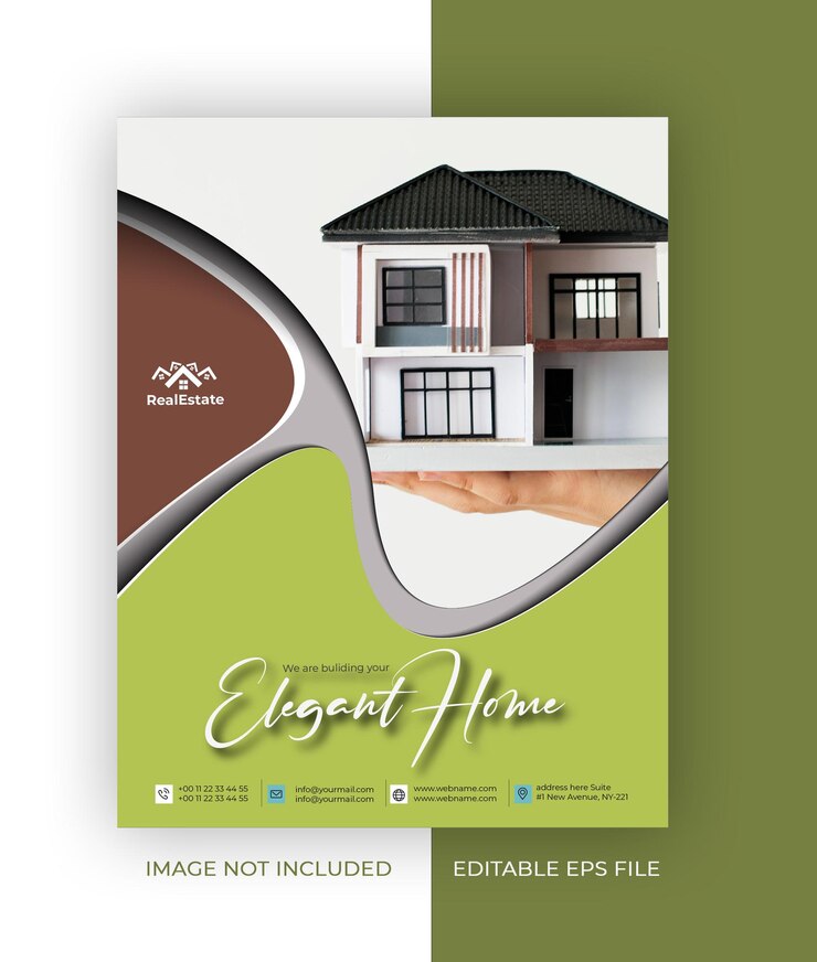 मुफ़्त वेक्टर real estate a4 business brochure flyer poster design template.