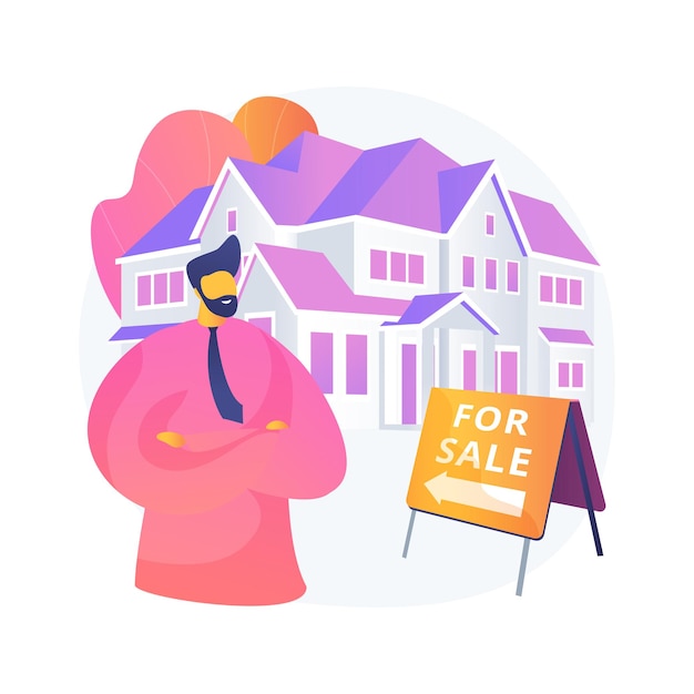 Free vector real estate agent abstract concept vector illustration. real estate market, agent demonstrating house, buying new appartment with a realtor, commercial property investment abstract metaphor.