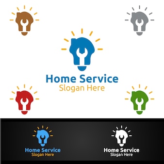 Дизайн логотипа услуги по ремонту недвижимости и ремонту дома Premium векторы
