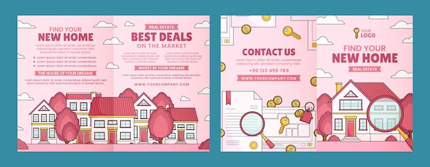 Free vector real estate brochure template design