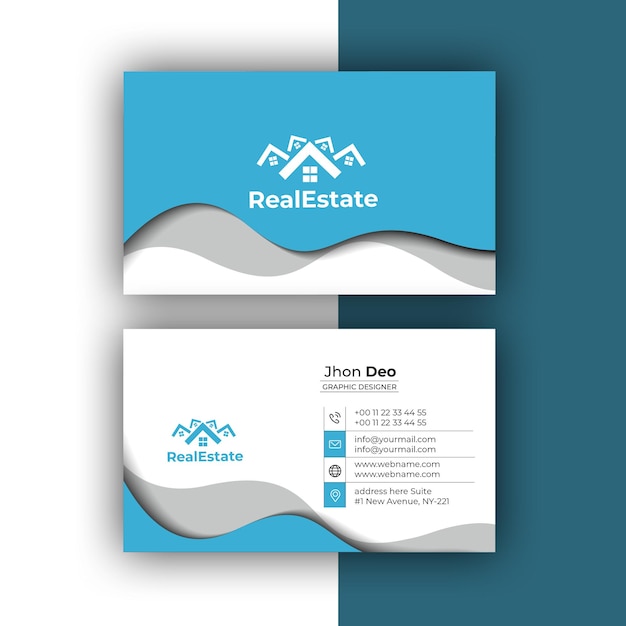 Free vector real estate business card set- creative and clean business card template.