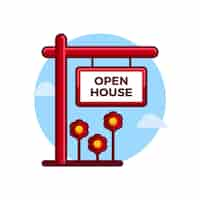 Free vector real estate business concept with open house sign