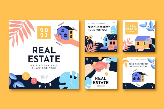 Free vector real estate business  instagram posts