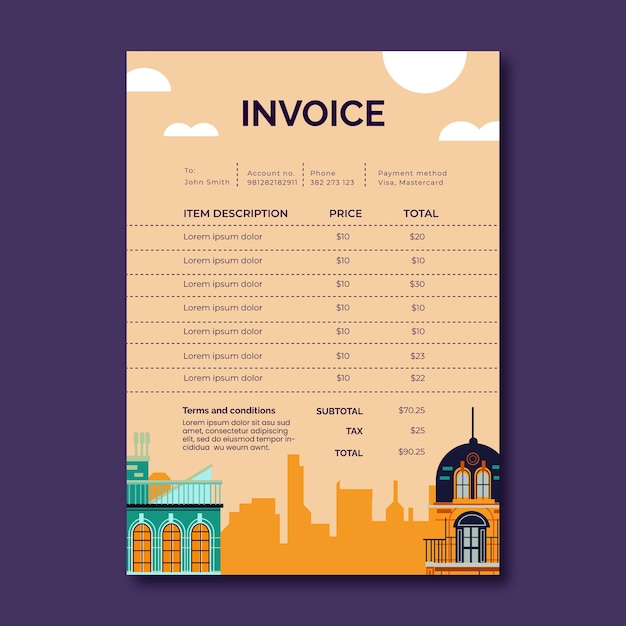Free vector real estate business invoice template