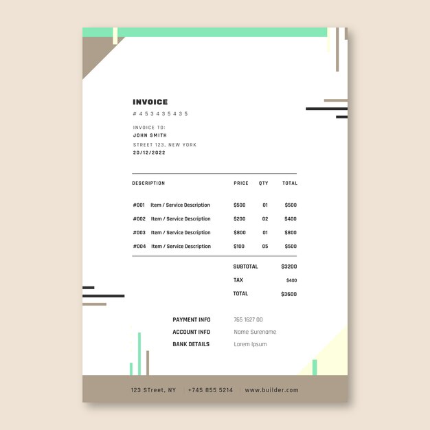Real estate business  invoice template