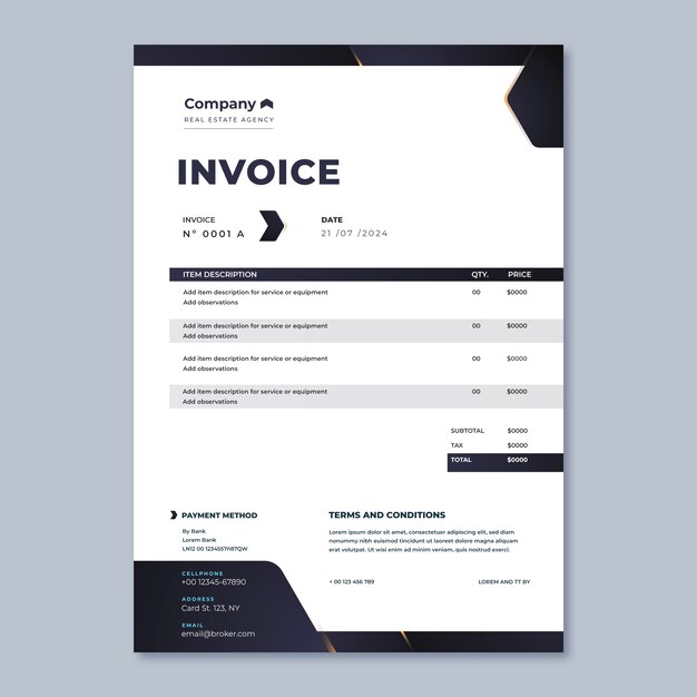 Real estate business invoice template