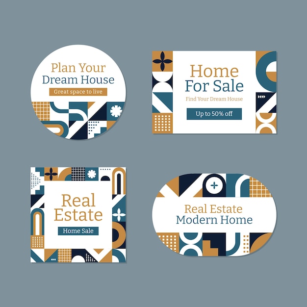 Free vector real estate business  labels  template