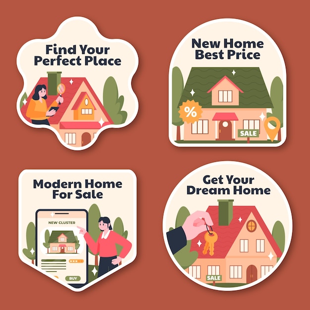 Free vector real estate business labels  template