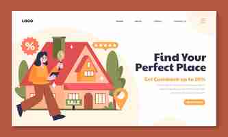 Free vector real estate business landing page template