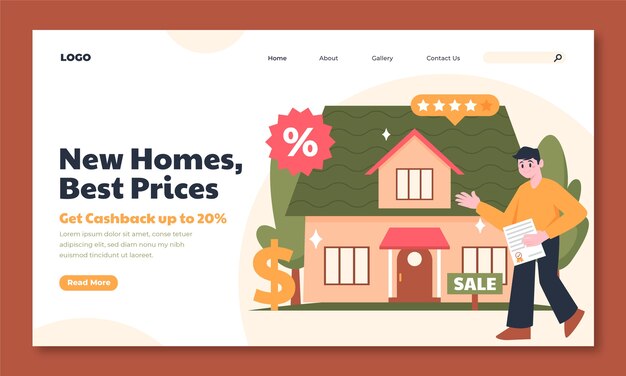 Free vector real estate business landing page template