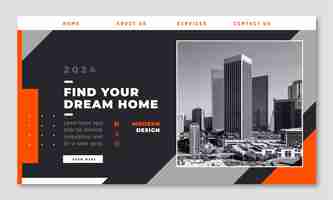 Free vector real estate business landing page template