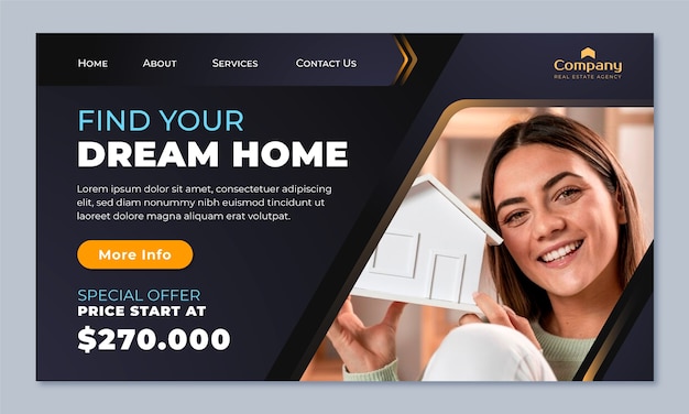 Free vector real estate business landing page template