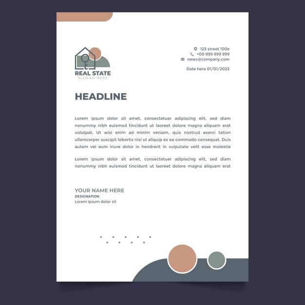 Real estate business letterhead template