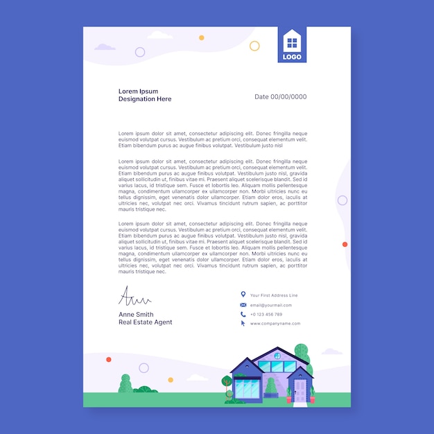 Free vector real estate business  letterhead  template