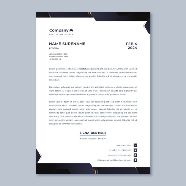 Real estate business letterhead template