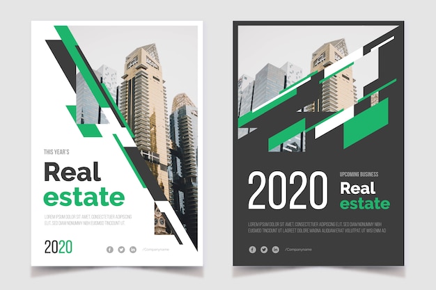 Free vector real estate business poster and apartments