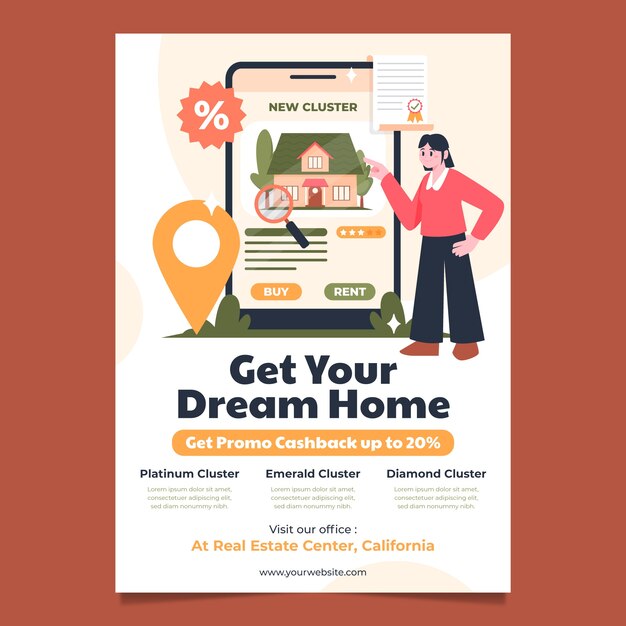 Real estate business poster template