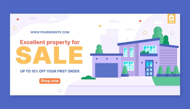 Free vector real estate business sale banner template