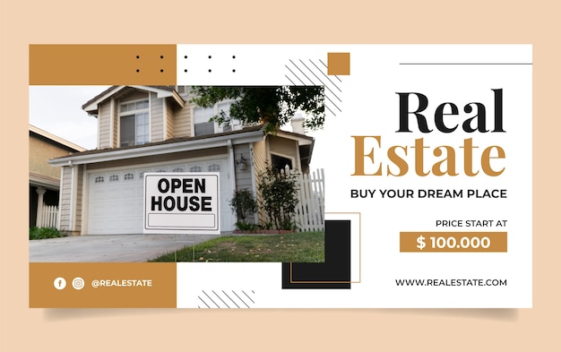 Free vector real estate business social media promo template