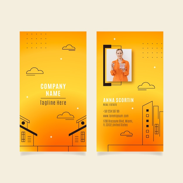 Free vector real estate business vertical business card template