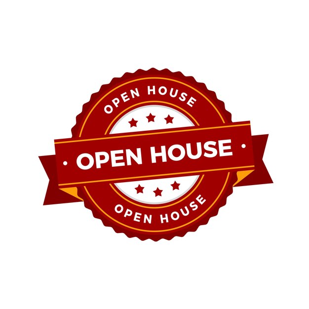 Real estate business with open house label