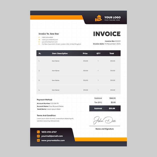 Real estate concept invoice template