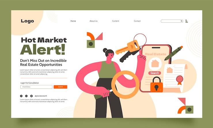 Free Vector real estate concept landing page template