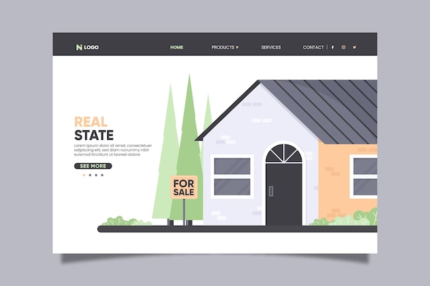 Free vector real estate concept landing page