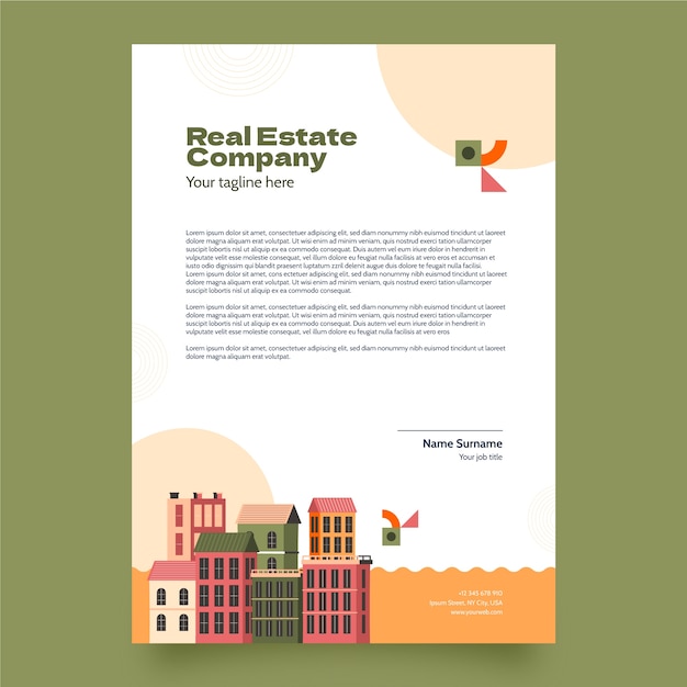 Real estate concept letterhead template