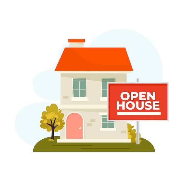 Free vector real estate concept with open house sign