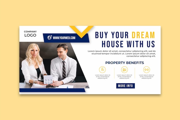 Free vector real estate dream house banner template