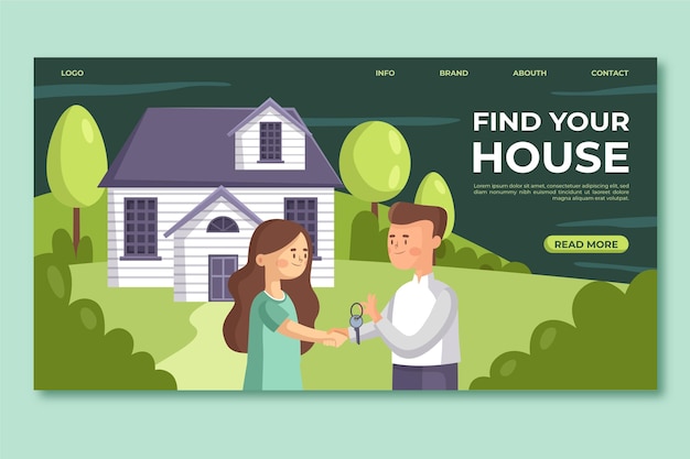 Free vector real estate flat design landing page template