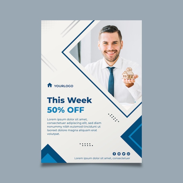 Free vector real estate flyer vertical template