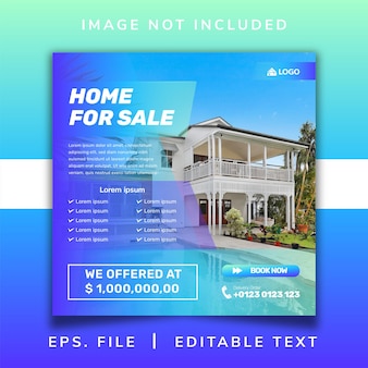 Real estate home sale social media promotion and instagram template banner post design