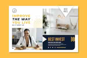 Free vector real estate horizontal banner template