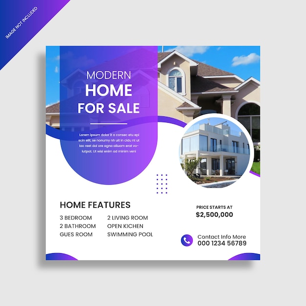 Real estate house social media instagram post or web banner template