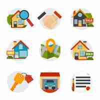 Free vector real estate icons set