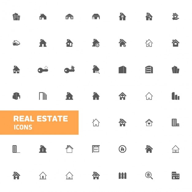 Бесплатное векторное изображение Недвижимость набор иконок