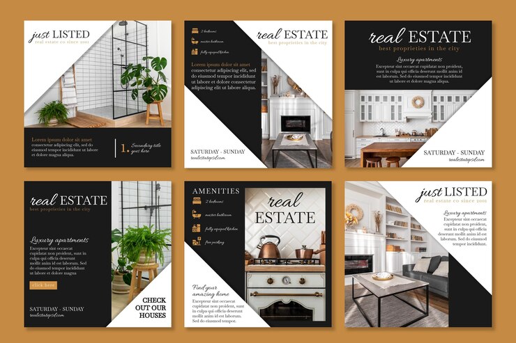 Free Vector real estate instagram posts