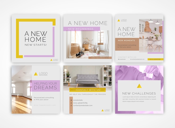 Free Vector real estate instagram posts