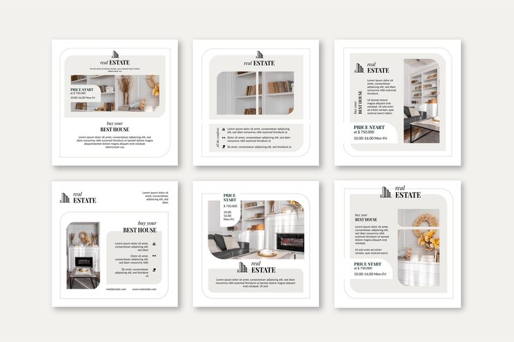 Free Vector real estate instagram posts