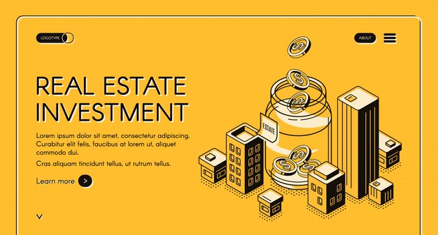 Real estate investment isometric landing page