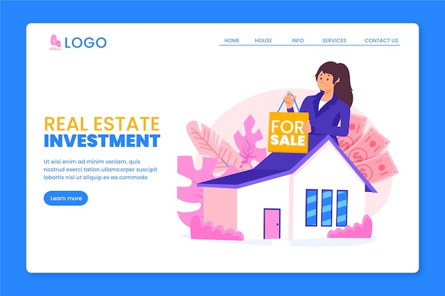 Free vector real estate landing page concept